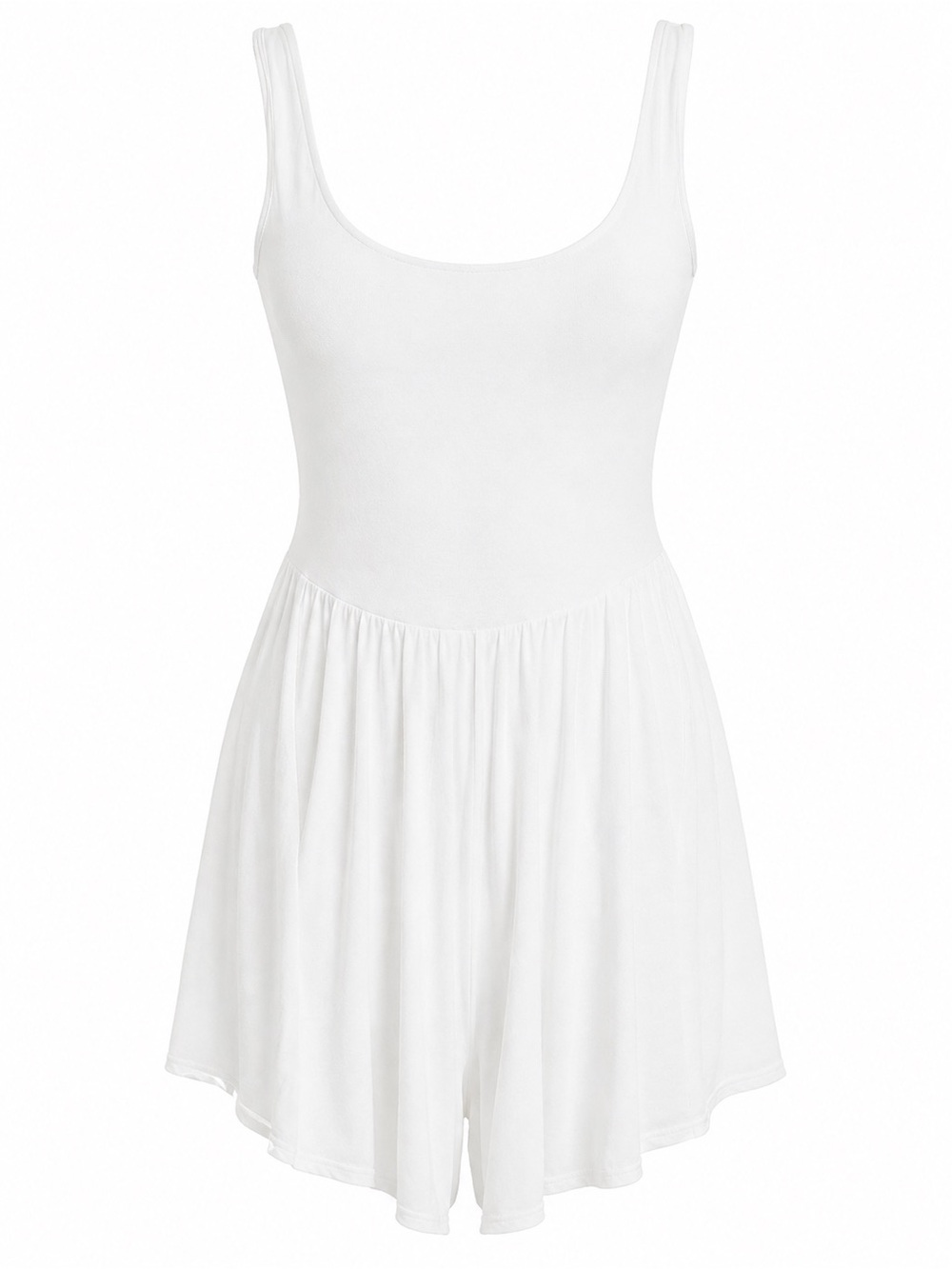 Rubber Ducky Productions, Inc. White Scoop Neck Mini Dress with Flared Skirt